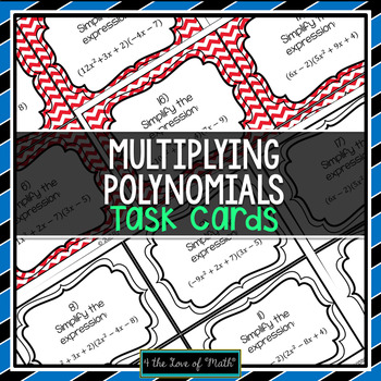 Preview of Multiplying Polynomials Activity: 30 Task Cards