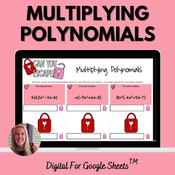 Preview of Multiplying Polynomials Digital Escape Room Activity