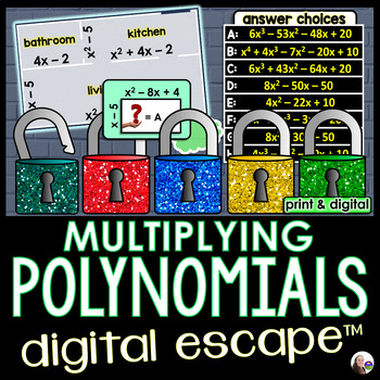 Preview of Multiplying Polynomials Digital Math Escape Room Activity