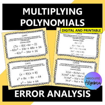 Preview of Multiplying Polynomials Error Analysis with Google Forms and Printable
