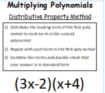 Preview of Multiplying Polynomials Foldable