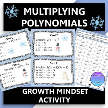 Preview of Multiplying Polynomials Growth Mindset Activity Winter Themed 