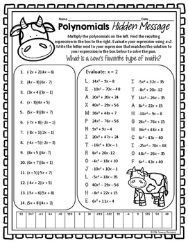 multiplying polynomials math puzzle by the morehouse magic tpt