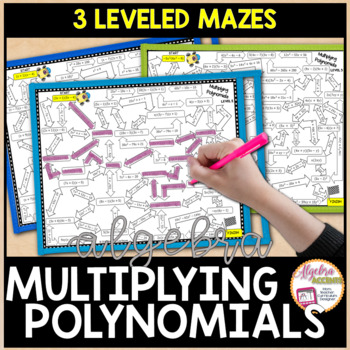 Preview of Multiplying Polynomials Mazes 3 Levels