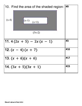 multiplying polynomials common core algebra 1 homework