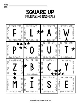 Multiplying Polynomials Puzzle Activity by The Unique Expressions