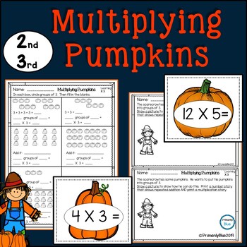 Preview of Multiplying Pumpkins Fall Math Activities and Worksheets to Teach Multiplication