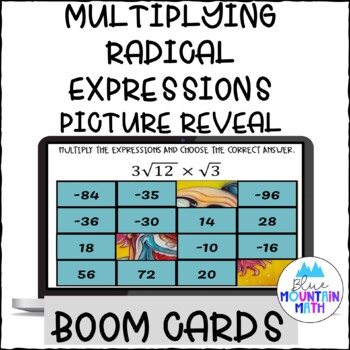 Preview of Multiplying Radical Expressions Picture Reveal Boom Cards--Digital Task Cards