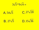 Multiplying Radicals Multiple Choice Quiz PowerPoint