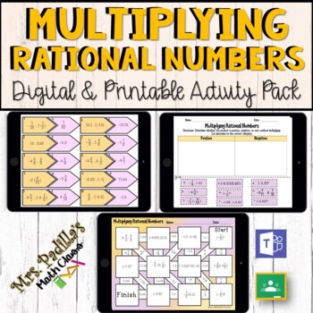 Preview of Multiplying Rational Numbers Digital Activity Pack  | Distance Learning