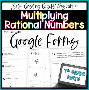 Preview of Multiplying Rational Numbers Google Forms Homework Assignment