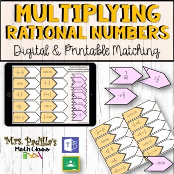 Preview of Multiplying Rational Numbers Matching Digital Activity  | Distance Learning