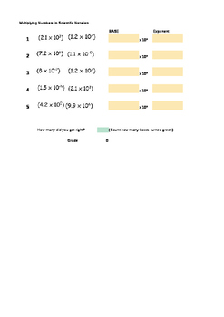 Preview of Multiplying Scientific Notation Interactive Worksheet