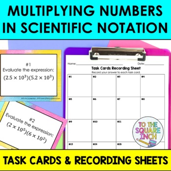 Preview of Multiplying Scientific Notation Task Cards | Math Center Practice Activity