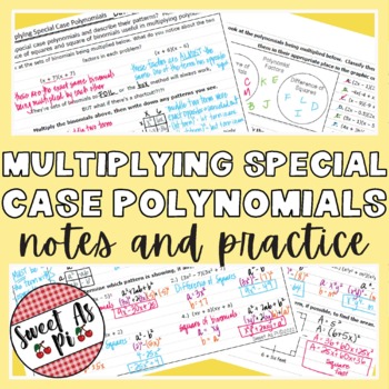 Preview of Multiplying Special Case Polynomials - Guided Notes and Practice