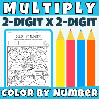Preview of Multiplying Two-Digit Numbers Interactive Math Color By Number Activity Sheet