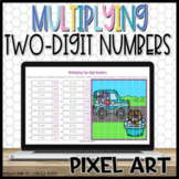 Multiplying Two-Digit Numbers Mystery Picture Pixel Art