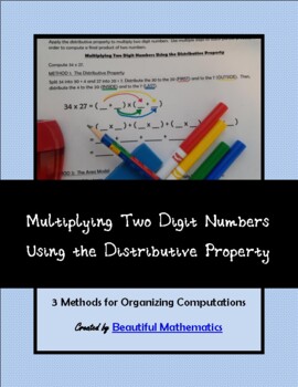 Preview of Multiplying Two Digit Numbers Using the Distributive Property
