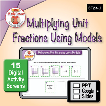 Preview of Multiplying Unit Fractions DIGITAL MATCHING: 15 PPT / Google Slides 5F23-U
