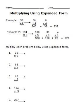 Preview of Multiplying Using Expanded Form