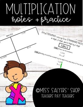Preview of Multiplying Using Standard Algorithm Notes & Practice