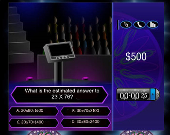 Preview of Multiplying Whole Numbers and Decimals Who Wants to Be A Millionaire?- editable