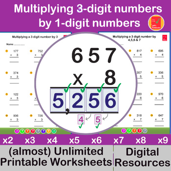 Preview of Multiplying 3-digit numbers by 1-digit number - Standard Algorithm
