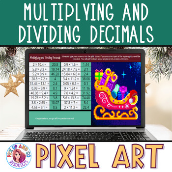 Preview of Multiplying and Dividing Decimals Christmas 5th Math Winter Pixel Art Activity