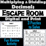 Multiplying and Dividing Decimals Activity: Escape Room Math Breakout Game