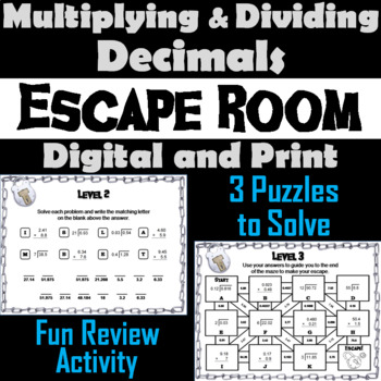 Preview of Multiplying and Dividing Decimals Activity: Escape Room Math Breakout Game
