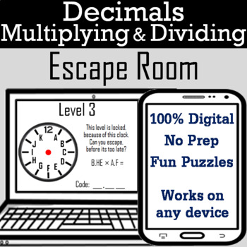 Preview of Multiplying & Dividing Decimals Activity: Digital Escape Room Math Breakout Game