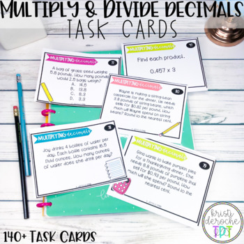 Preview of Multiplying and Dividing Decimals Task Cards- Common Core Aligned