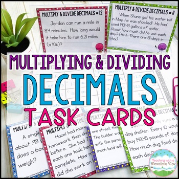 Preview of Multiplying and Dividing Decimals Task Cards Word Problems