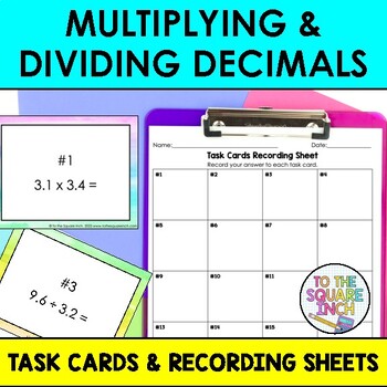 Preview of Multiplying and Dividing Decimals Task Cards | Math Center Practice Activity
