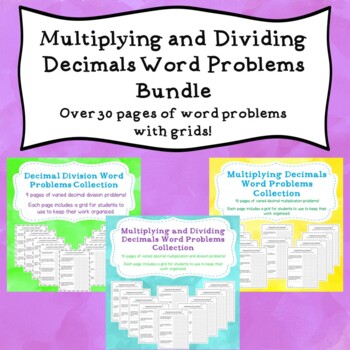 Preview of Multiplying and Dividing Decimals Word Problem Bundle (With Grids / Graph Paper)