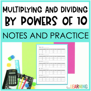 Preview of Multiplying and Dividing Decimals by Powers of 10 - Notes and Worksheets
