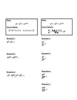 Multiplying and Dividing Exponents Foldable by Josh Tinley | TpT