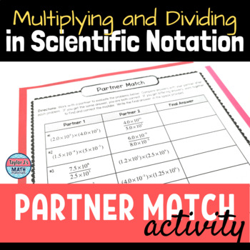 Preview of Multiplying and Dividing Expressions in Scientific Notation Activity