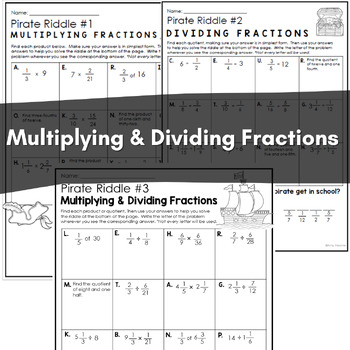 multiplying and dividing fraction riddle worksheets free tpt