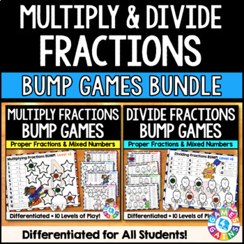 Preview of Fun Multiply & Divide Fractions & Mixed Numbers by Fractions Whole Numbers Games