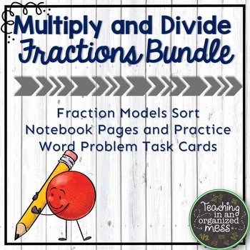 Preview of Multiplying and Dividing Fractions Bundle with Notes and Word Problems