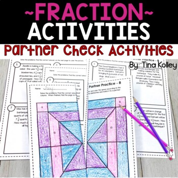 Preview of Fractions  Multiply, Add, Subtract - Collaborative Coloring Pages - 5th Grade Ma