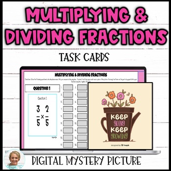 Preview of Multiplying and Dividing Fractions Digital Task Card Picture Reveal