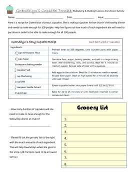 Preview of Multiplying and Dividing Fractions Enrichment- Gwendolyn's Cupcake Trouble