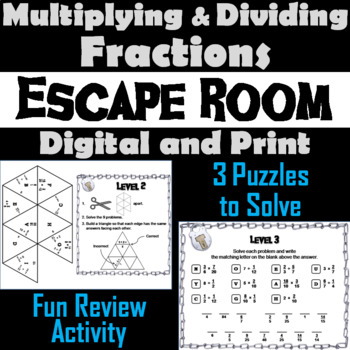 Preview of Multiplying & Dividing Fractions Activity: Escape Room Breakout Math Review Game