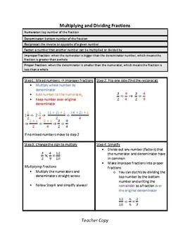 Preview of Multiplying and Dividing Fractions Guided Notes