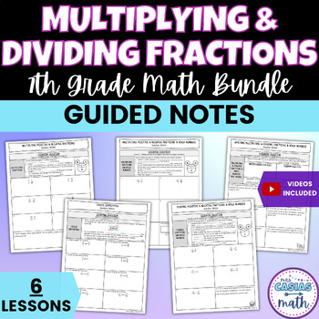 Preview of Multiplying and Dividing Fractions Guided Notes Lessons BUNDLE