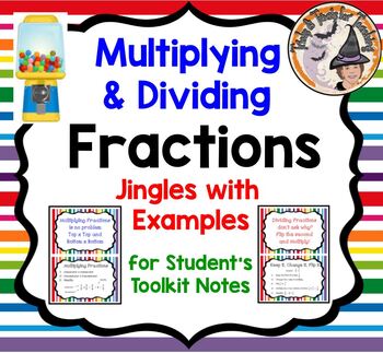 Preview of Multiplying and Dividing Fractions Notes with Examples Multiply Divide Jingles