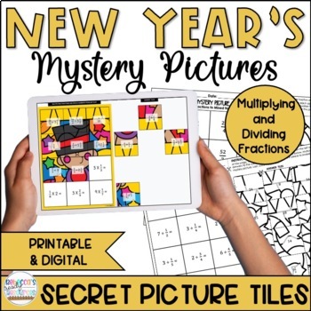 Preview of Multiplying and Dividing Fractions New Year's Mystery Pictures