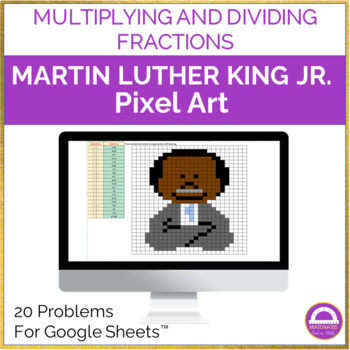 Preview of Multiplying and Dividing Fractions Pixel Art Activity Black History Month